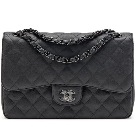 chanel so black crumpled calfskin|CHANEL Crumpled Calfskin Quilted Jumbo Double Flap So Black .